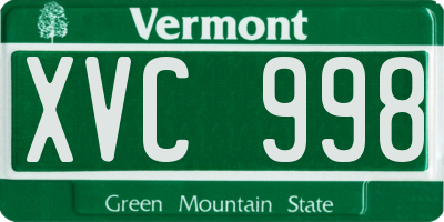 VT license plate XVC998