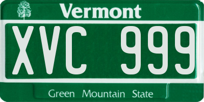 VT license plate XVC999