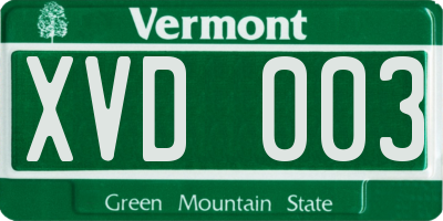 VT license plate XVD003