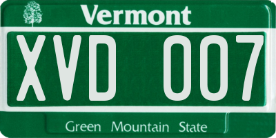 VT license plate XVD007