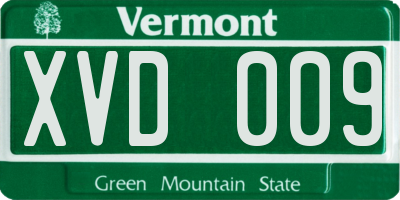 VT license plate XVD009
