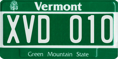 VT license plate XVD010
