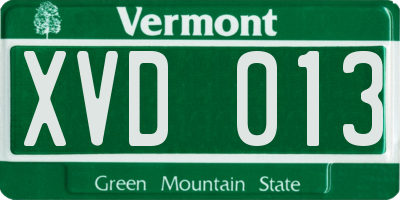 VT license plate XVD013