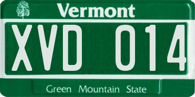 VT license plate XVD014