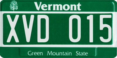 VT license plate XVD015