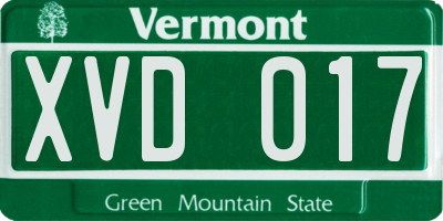VT license plate XVD017