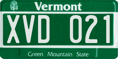 VT license plate XVD021
