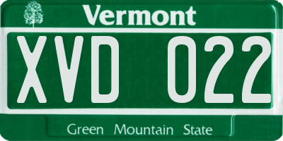 VT license plate XVD022