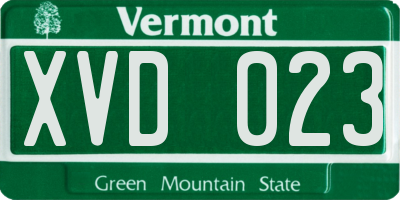 VT license plate XVD023