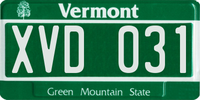 VT license plate XVD031