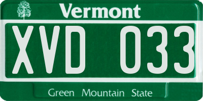 VT license plate XVD033