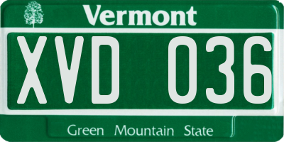VT license plate XVD036