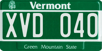 VT license plate XVD040