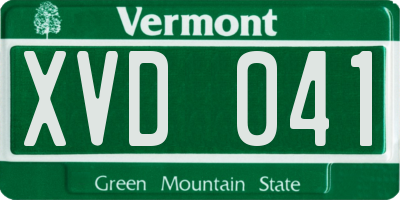VT license plate XVD041