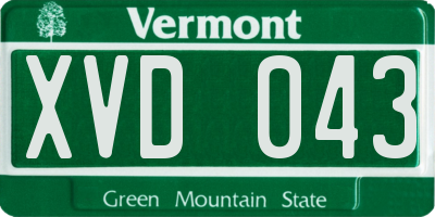 VT license plate XVD043