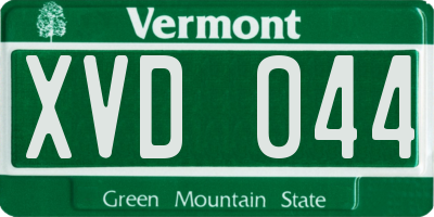 VT license plate XVD044