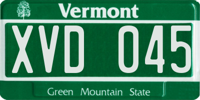 VT license plate XVD045