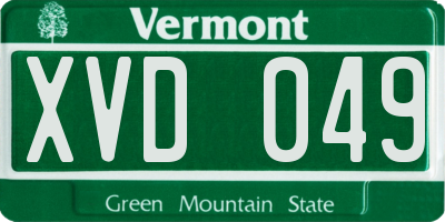 VT license plate XVD049