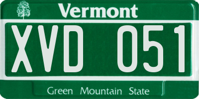 VT license plate XVD051