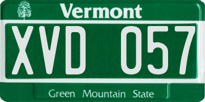 VT license plate XVD057