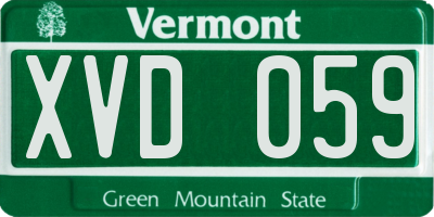VT license plate XVD059