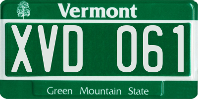 VT license plate XVD061