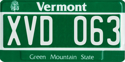 VT license plate XVD063