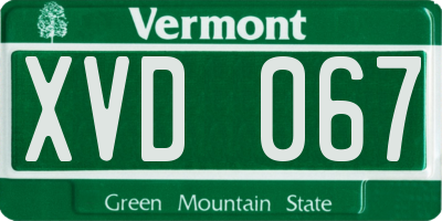 VT license plate XVD067