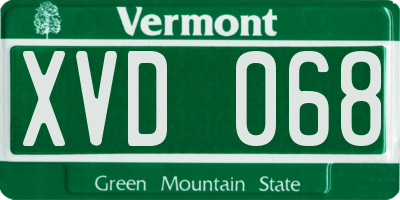 VT license plate XVD068
