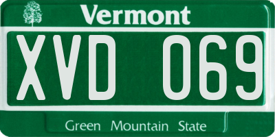 VT license plate XVD069