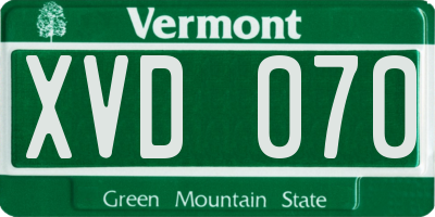 VT license plate XVD070