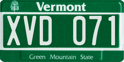 VT license plate XVD071