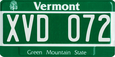 VT license plate XVD072