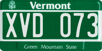 VT license plate XVD073