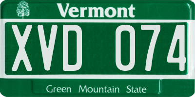 VT license plate XVD074