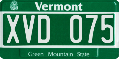 VT license plate XVD075
