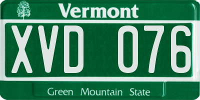 VT license plate XVD076