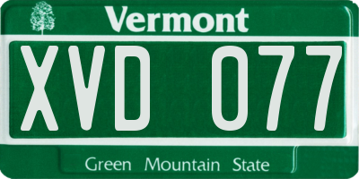 VT license plate XVD077