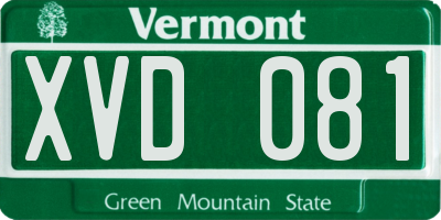 VT license plate XVD081