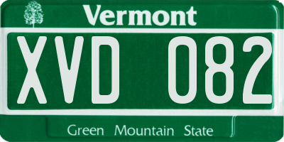 VT license plate XVD082