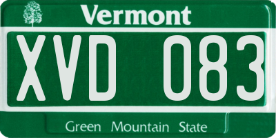 VT license plate XVD083
