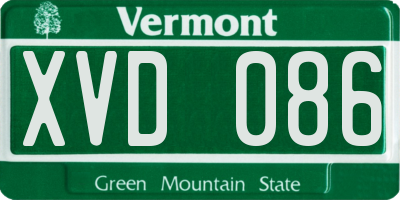 VT license plate XVD086