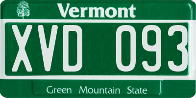VT license plate XVD093