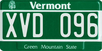 VT license plate XVD096