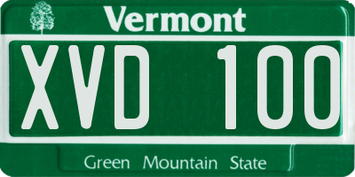VT license plate XVD100