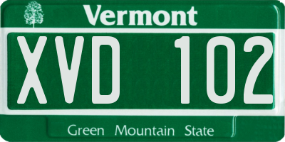 VT license plate XVD102