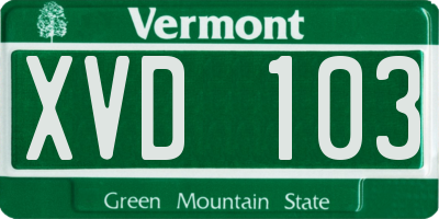 VT license plate XVD103