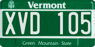 VT license plate XVD105
