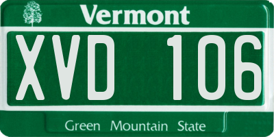 VT license plate XVD106