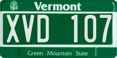 VT license plate XVD107